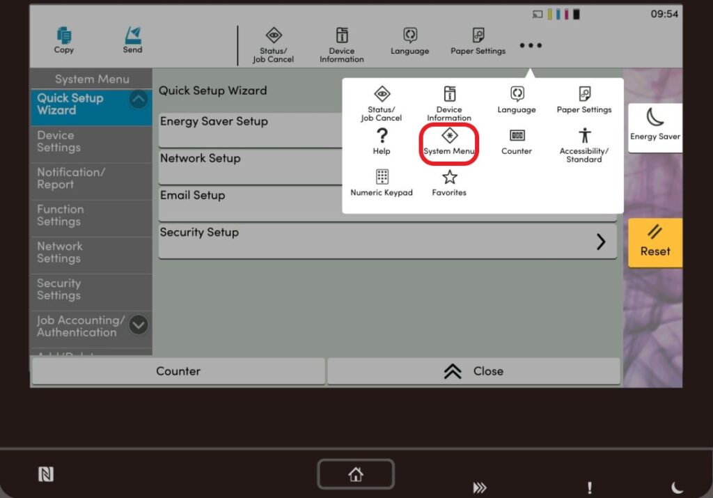 How to Find the IP Address on Kyocera TASKalfa 4054ci 5054ci 6054ci 7054ci (3)