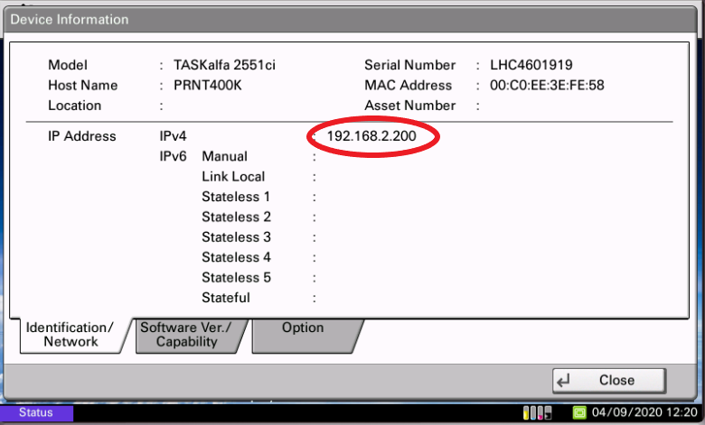 Kyocera Device Information (1)