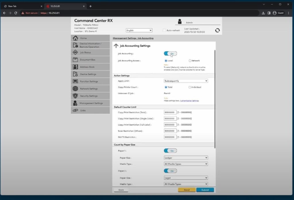 How to Enable Job Accounting on Kyocera Copiers (3)